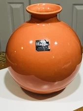 VTG Royal Haeger Tangerine Globe Vase 9.5”Round Modern Art Pottery USA 494-21 EC