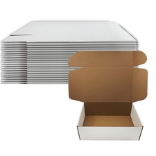 13x9x4 inch Shipping Boxes Set of 20, White Corrugated Cardboard Mailer Box