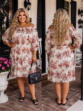 Maurices size 3X NWT pink floral print polyester dress with tie waist