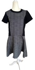 MADEWELL Women’s Black Mixed Media Patterned Shift Dress Sz 6 New NWT
