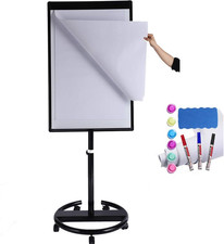 Height Adjustable Mobile Magnetic Whiteboard with Easel, 40x28 Inches, Rolling S