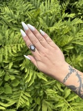 Floral Moonstone Ring  Crystal Jewelry, Stainless Steel, Adjustable