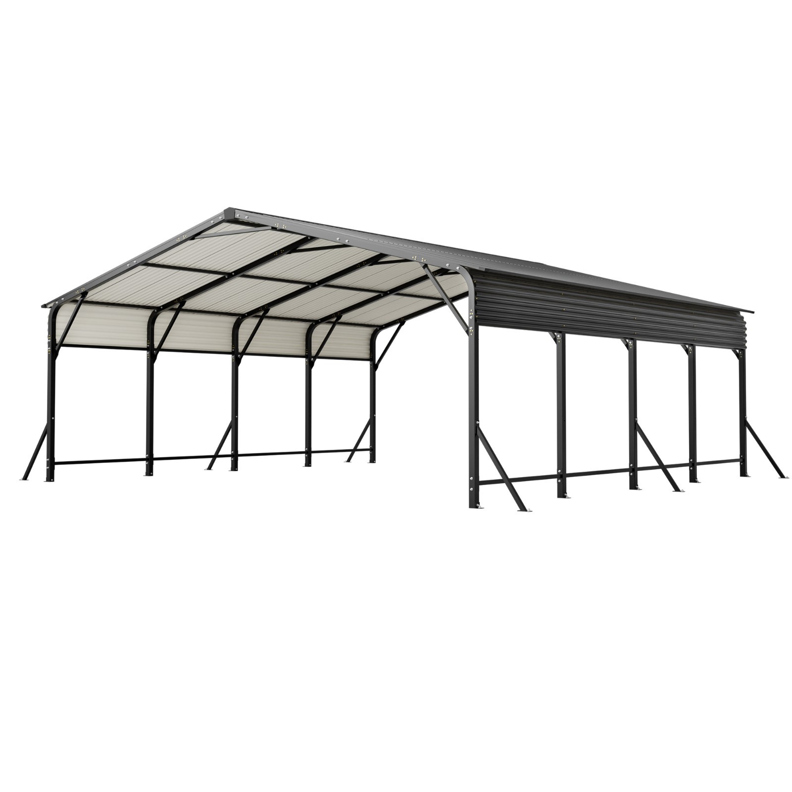 20x20FT Heavy Duty Metal Carport Galvanized Steel Canopy Garage Car Boat Shelter