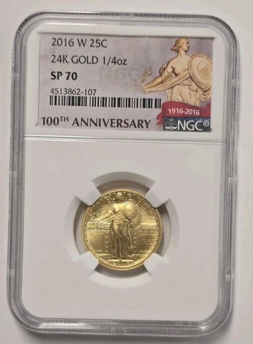 2016-W Standing Liberty Quarter 100th Anniversary 1/4 Oz .999 24K GOLD NGC SP70