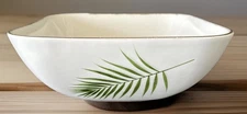 World Market Bowl Bamboo Leaf Pattern Glazed Ceramic Large Square 11” Long