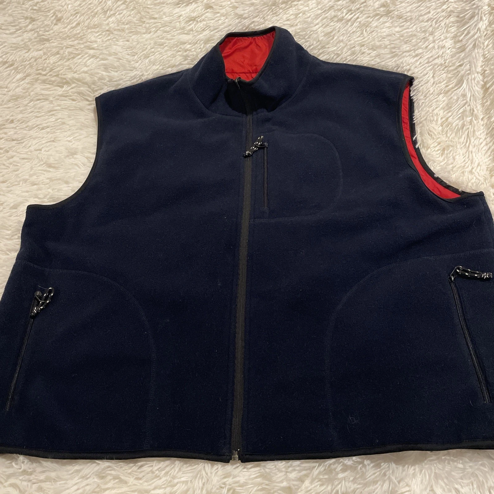 Free Country Outdoor Reversible Men’s Vest Navy Fleece/Red Nylon Size 2XL