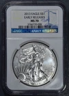 2013 $1 AMERICAN SILVER EAGLE UNCIRCULATED Early Release 1 oz 999 NGC MS70 A6434