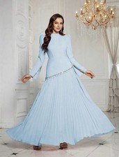Womens Maxi Dress Mandarin Collar Ruched Rhinestone Cuff Party Wedding RRP £64