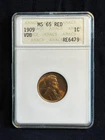 1909 VDB 1C Lincoln Wheat Cent Red MS 65 ANACS