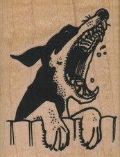 Vicious Dog Barking 2 x 2 1/2" Rubber Stamp, Dog Stamp, Dog Lover Stamp