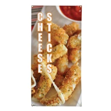 Vertical Vinyl Banner Multiple Sizes Cheese Sticks Food and Drink Outdoor