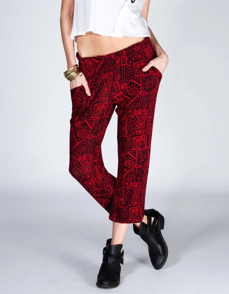 Ethnic Boyfriend Soft Crop Ankle Pants Cropped Buckle Free Tribal Capri People - Image 2 of 4