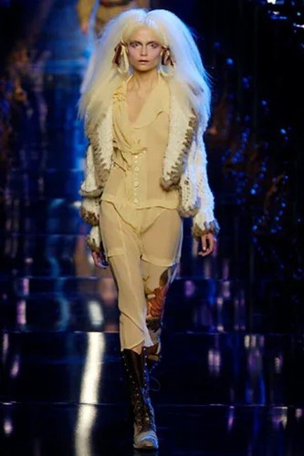 Vintage JOHN GALLIANO Knit Fur Trimmed Jacket Wool Mohair Silk Cardigan Sweater - Picture 2 of 24