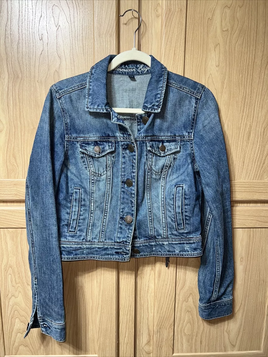 American Eagle Cropped Denim Jacket Women s Size M M