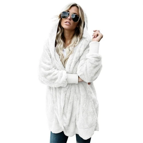 Womens Hooded Sherpa Jacket Fleece Cardigan Winter Trendy Plush Coat - Bild 5 von 30