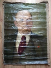 RARE Vintage Oil Russian Painting Portrait Lenin Soviet USSR Socialist realism