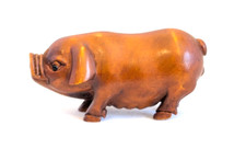 Pig Female   Netsuke   Carved Boxwood  5524