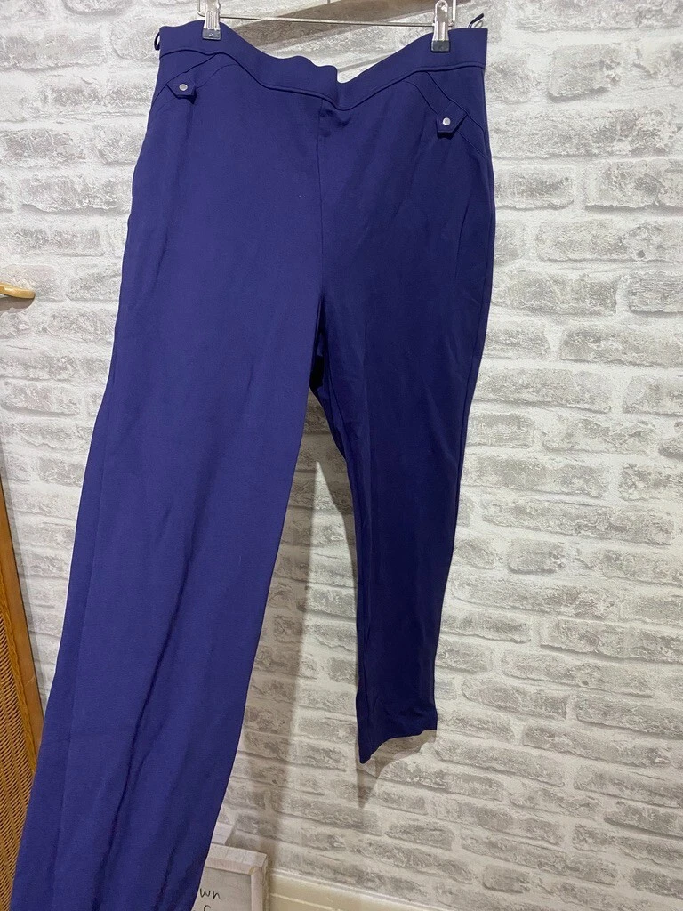 BON MARCHE pull 0n trousers blue viscose nylon size 16 waist 36
