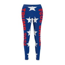 TRUMP 2024 Bue Red w Stars Women's Cut Sew Casual Leggings AOP