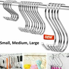 10Pcs Stainless Steel S Hooks Kitchen Meat Pan Utensil Clothes Hanger Hanging UK