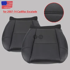 2007-14 For Cadillac Escalade Driver & Passenger Bottom Leather Seat Cover Black