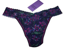HANKY PANKY SIGNATURE LACE TWILIGHT BLOOMS THONG PANTIES SZ ONE SIZE NWT