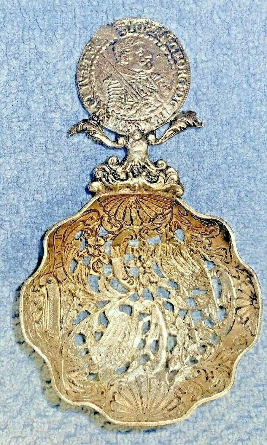 Tea Strainer Rare 19th Century Dutch Antique Rare High Grade Silver Casted Look!