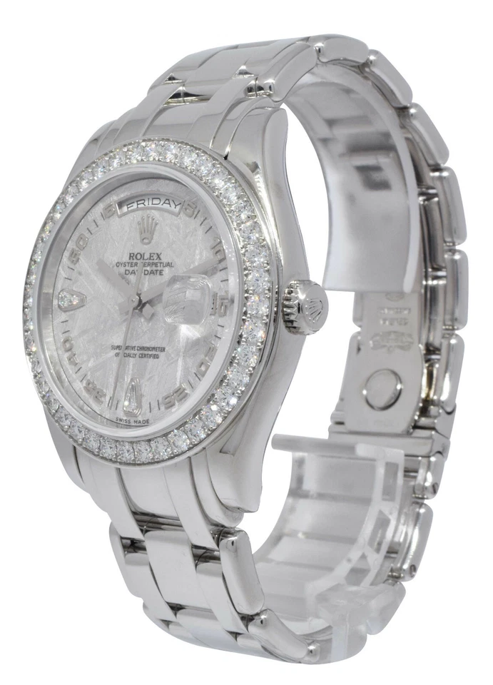 劳力士杰作白金陨石钻石表盘/表圈 39 毫米手表 B/P D 18946 — 第 3/4 张图片