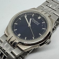Caravelle Bulova Quartz Watch 43A04 Men Silver Blue Japan Movt Analog New Batter