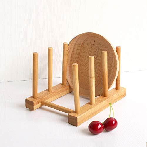 Bamboo Dish Rackpot Lid/plate/cutting Board Organizer For Kitchen Cabinetsbottle - Picture 2 of 5