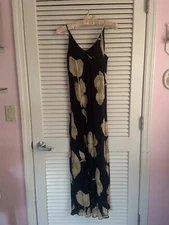 Black Floral Spaghetti Strap Sheath Dress with Matching Jacket with Tags