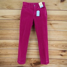 St. John's Bay Straight Leg Corduroy Pants Womens Sz 6 Pink Stretch Mid Rise NEW