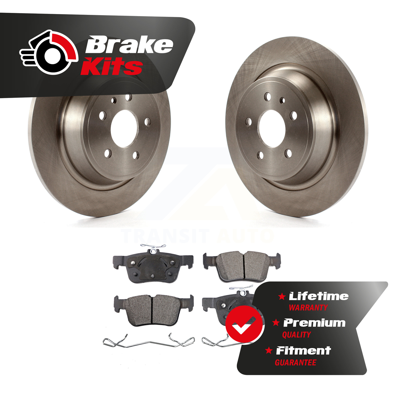 Rear Disc Brake Rotors And Semi-Metallic Pads Kit For 2017-2019 Ford Escape