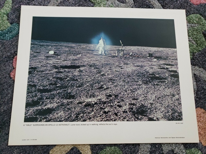 1969 NASA 14 x 11 lithograph photo Apollo 12 Halo Surrounds Astronaunt HC-1347