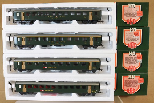 HAG 481 483 485 487 SBB CFF RAKE of 4 GREEN EINHEITSWAGEN COACH MINT BOXED nj - Photo 1/4