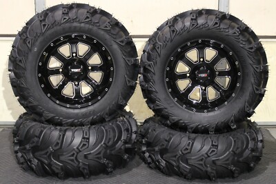 KAWASAKI MULE SX 27'' MUD LITE II 14'' ST-4 M / BLK ATV TIRE & WHEEL KIT KAW1CA