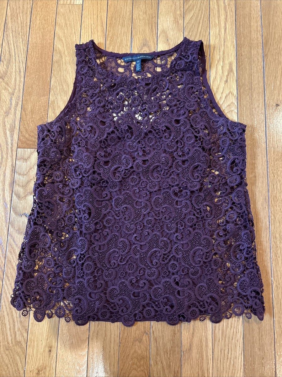 White House Black Market Crochet Lace Sleeveless Top w/ Tank