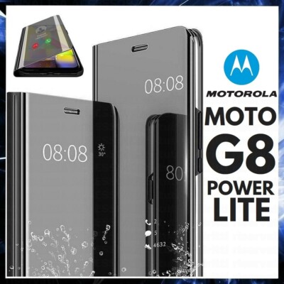 FLIP COVER FOR MOTOROLA MOTO G8 POWER LITE MIRROR CASE CLEAR VIEW 360°