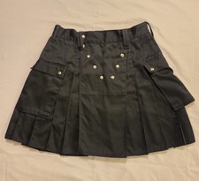 Utilikilts Men's Black Cargo Pleated Kilt Size 36-38