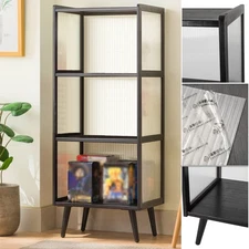 Acrylic Bookshelf Wood Cube Storage Shelf Display Stand for Living Room