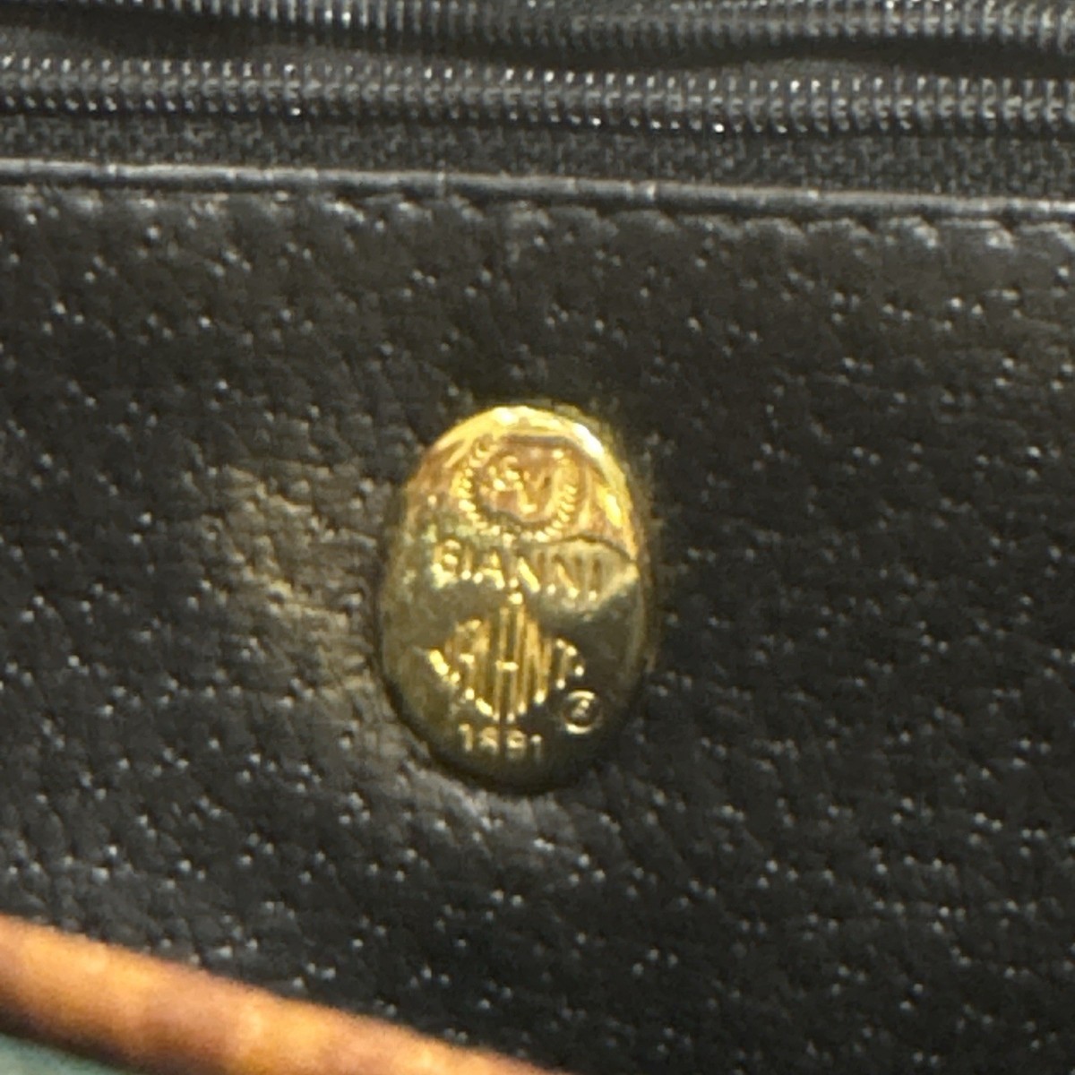 Gianni Versace vintage green brown leather bucket bag with gold 