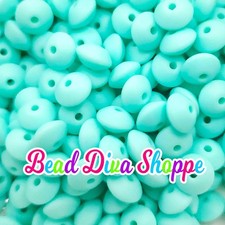 Set of 20 - CYAN - 12mm Silicone Lentil Beads - DIY Jewelry Making - Beaded