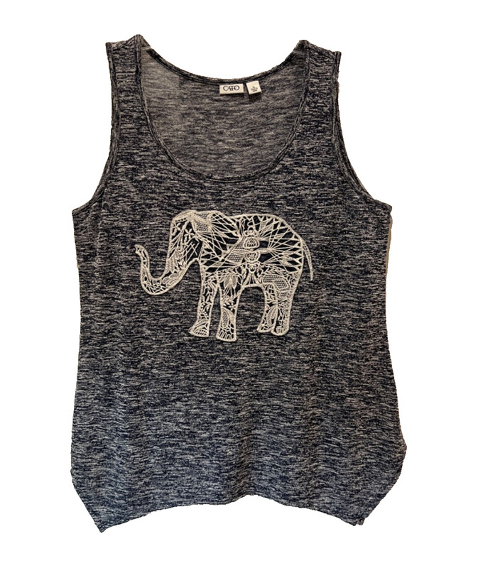 CATO women's size L blue / white with elephant Tank top