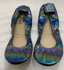 NWOB The Storehouse Flats Rainbow Metallic Leather Foldable Ballet Shoes Size 10