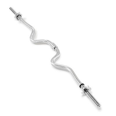 Marcy 2-Piece Threaded Super Curl Bar with Chrome Spin Lock Collars Free Weights