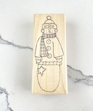 JRL Design Melt My Heart Snowman Folk Primitive Wood Rubber Stamp