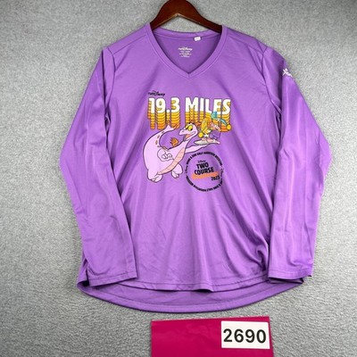 Run Disney Long Sleeve V Neck Shirt Womens XL 19.3 Miles Two Course Challenege 