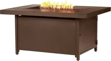 Rectangular 48 In. X 36 In. Aluminum Propane Fire Pit Table, Glass Beads, Two Co