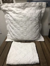 Docofil Matelasse White Euro Shams Square 27” Pillow Cover 100% Cotton Portugal