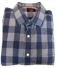 UNTUCKit Shirt Mens Large Tall LT Blue Check Wrinkle Free 100% Cotton
